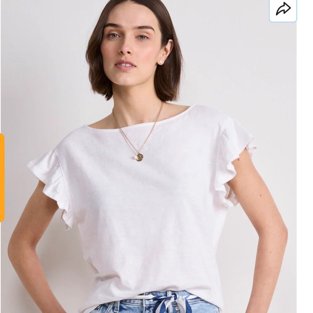 NWT Vineyard Vines White Flutter Sleeve Surf Tee, S